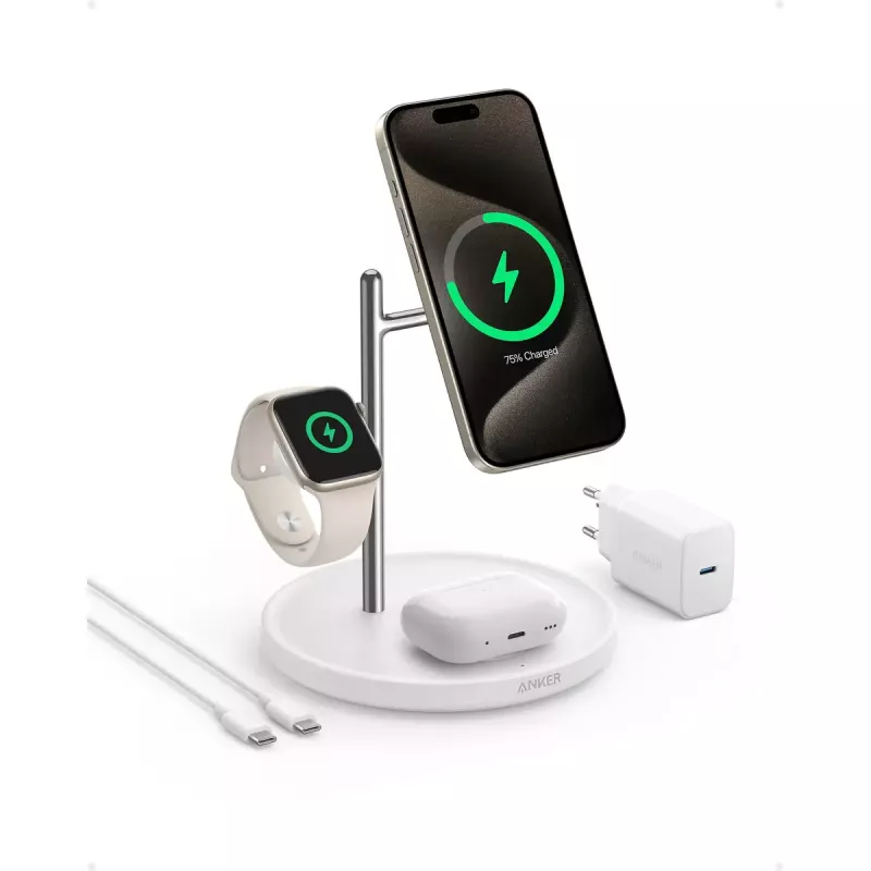 Anker MagGo Universal balta USB belaidė greitojo įkrovimo stotelė