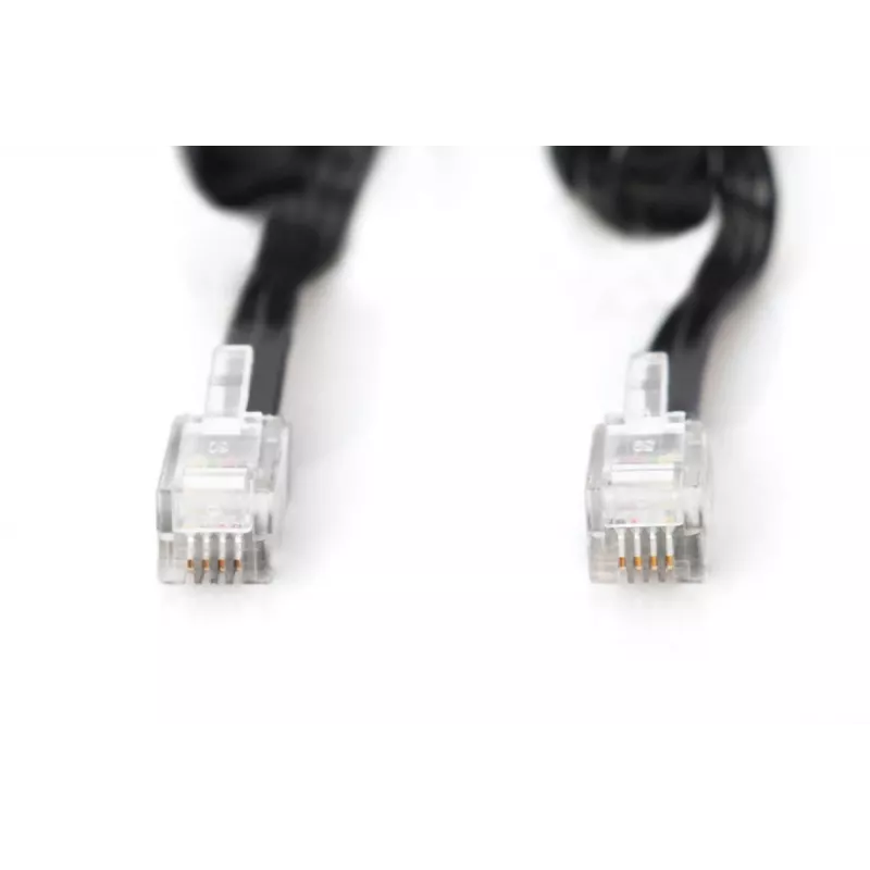 DIGITUS RJ10 jungiamasis kabelis, 2,00 m, CU, 4x7x0,12 mm, neekranuotas, M/M, plokščias spiralinis, juodas
