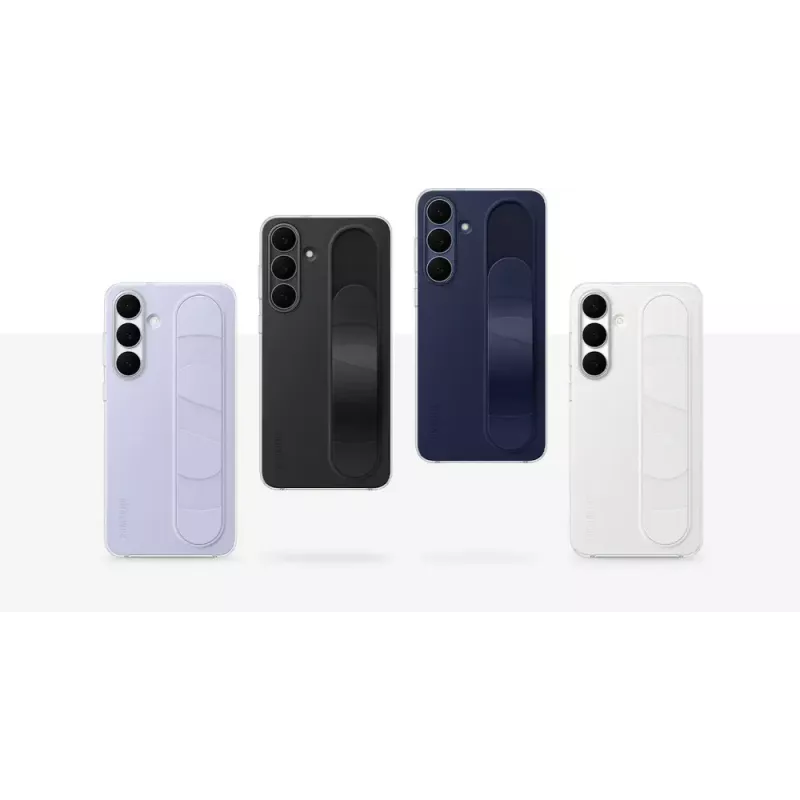 Stovintis dėklas su rankena Samsung Galaxy S25 FE – Baltas, darbalaukio stovas