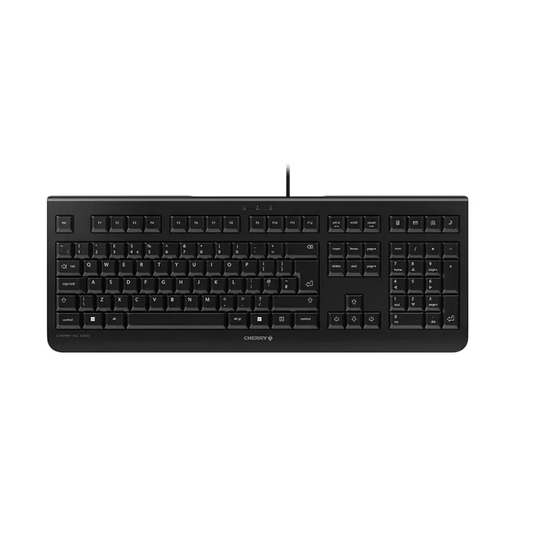 CHERRY KC 1000 laidinė klaviatūra, juoda, USB (QWERTY – JK), pilno dydžio (100%), laidinė, USB, QWERTY