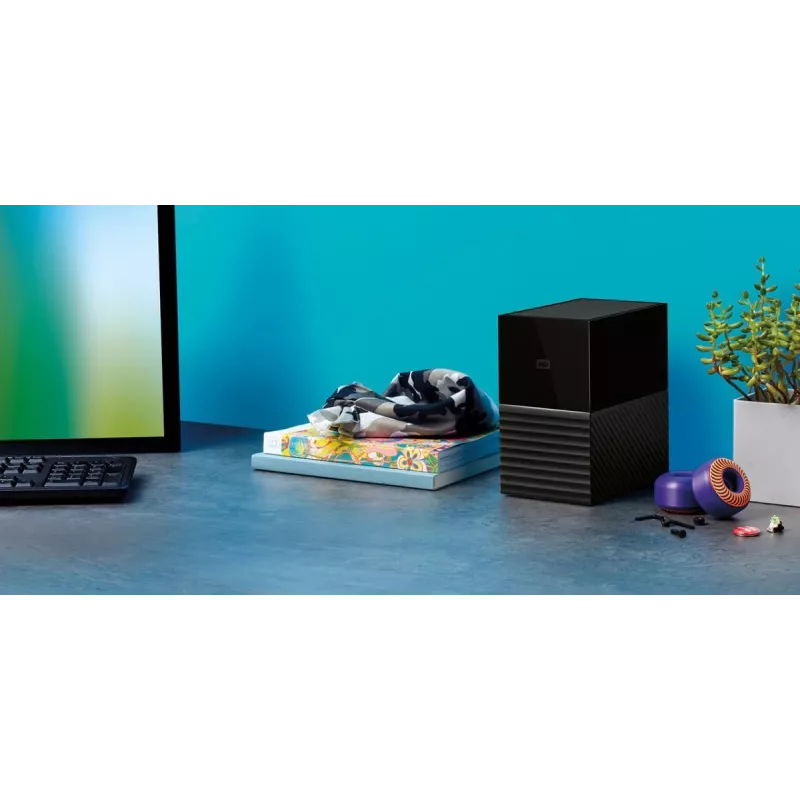 WD My Book Duo WDBFBE0360JBK išorinė RAID saugykla 36 TB (2x 18 TB HDD), USB-C 3.2 Gen 1, RAID 0/1/JBOD, 256 bitų AES aparatinis šifravimas, juoda