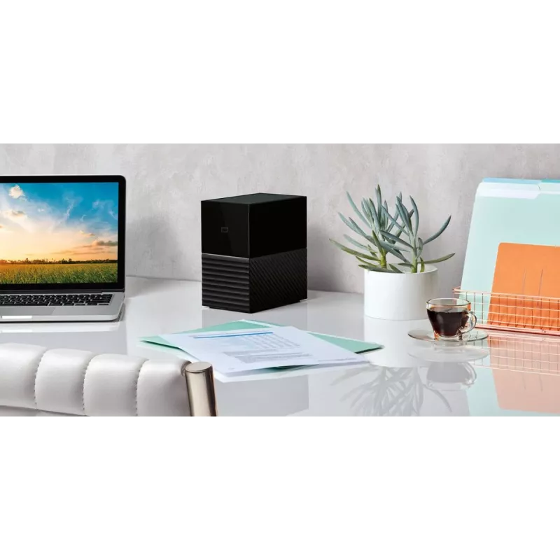WD My Book Duo WDBFBE0360JBK išorinė RAID saugykla 36 TB (2x 18 TB HDD), USB-C 3.2 Gen 1, RAID 0/1/JBOD, 256 bitų AES aparatinis šifravimas, juoda