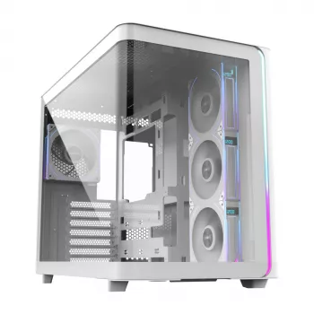 FSP M580-WP Plus Midi Tower korpusas baltas ARGB, mITX, mATX, ATX, lenktas stiklas