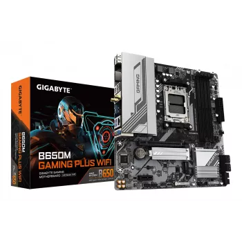 GIGABYTE B650M GAMING PLUS WIFI pagrindinė plokštė - AMD Ryzen 9000 procesoriams, 5+2+2 fazių VRM, iki 8000MHz DDR5, 2xPCIe 4.0 M.2, 2.5GbE LAN, WIFI 6E, USB 3.2 Gen 1