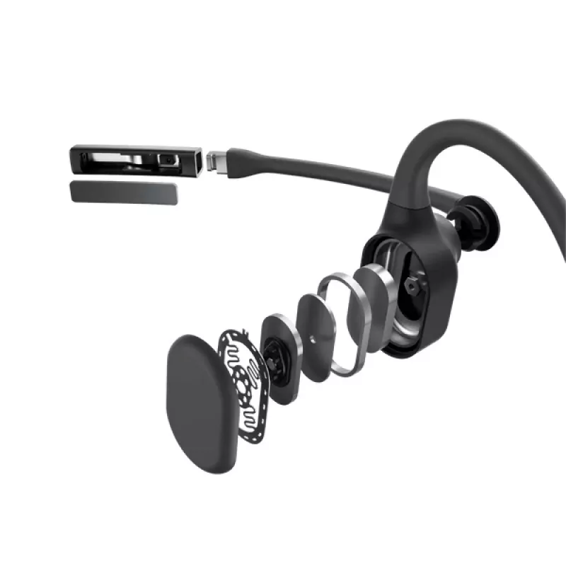 SHOKZ C110-AI-BK-EN belaidžiai ausiniai su atvira ausimi, skirti biurui / skambučių centrui, juodi