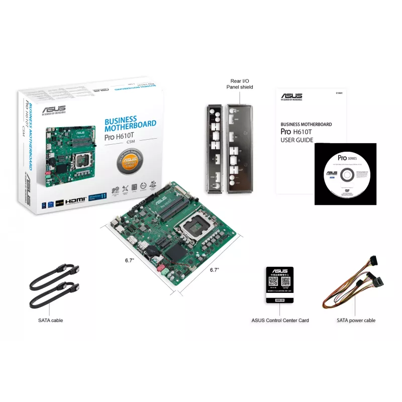 ASUS PRO H610T-CSM Intel H610 LGA 1700 Thin Mini ITX pagrindinė plokštė