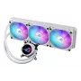 Skysčio aušinimo komplektas ASUS ROG Strix LC III 360 ARGB White Edition — 360 mm radiatorius, 3x 120 mm ARGB ventiliatoriai, LCD ekranas, vario pagrindas