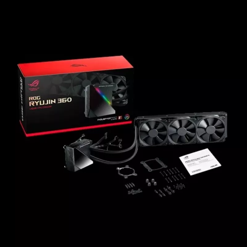 ASUS ROG RYUJIN 360 procesoriaus skysčinis aušintuvas 360 mm 3x120 mm ventiliatoriai juodas