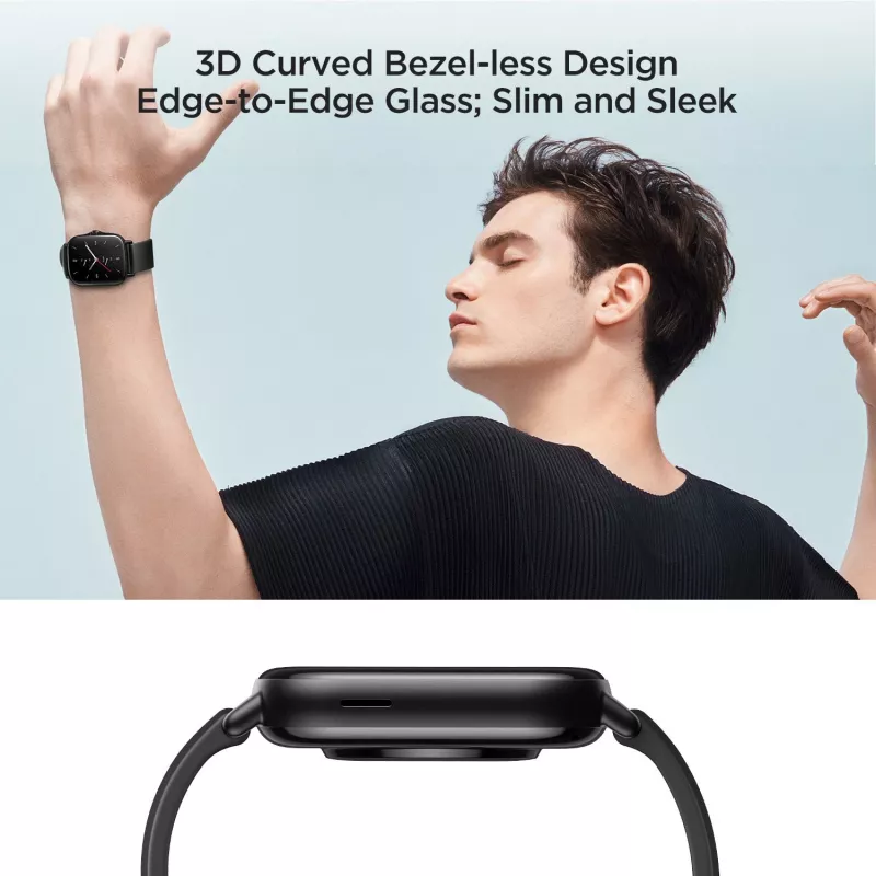 Amazfit GTS 2 išmanusis laikrodis, 4,19 cm (1,65 col.) AMOLED, 43 mm, GPS, skambučiai per Bluetooth, 5 ATM, Midnight Black