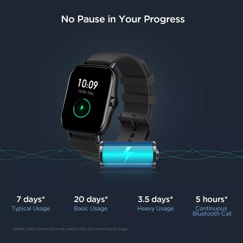 Amazfit GTS 2 išmanusis laikrodis, 4,19 cm (1,65 col.) AMOLED, 43 mm, GPS, skambučiai per Bluetooth, 5 ATM, Midnight Black