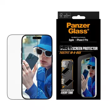 PanzerGlass ® Apsauginis stiklas iPhone 17 Pro | Ultra-Wide Fit su FASTFIT IN-A-BOX