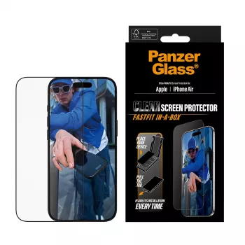 PanzerGlass® ekrano apsauga iPhone Air | Ultra-Wide Fit su FASTFIT IN-A-BOX