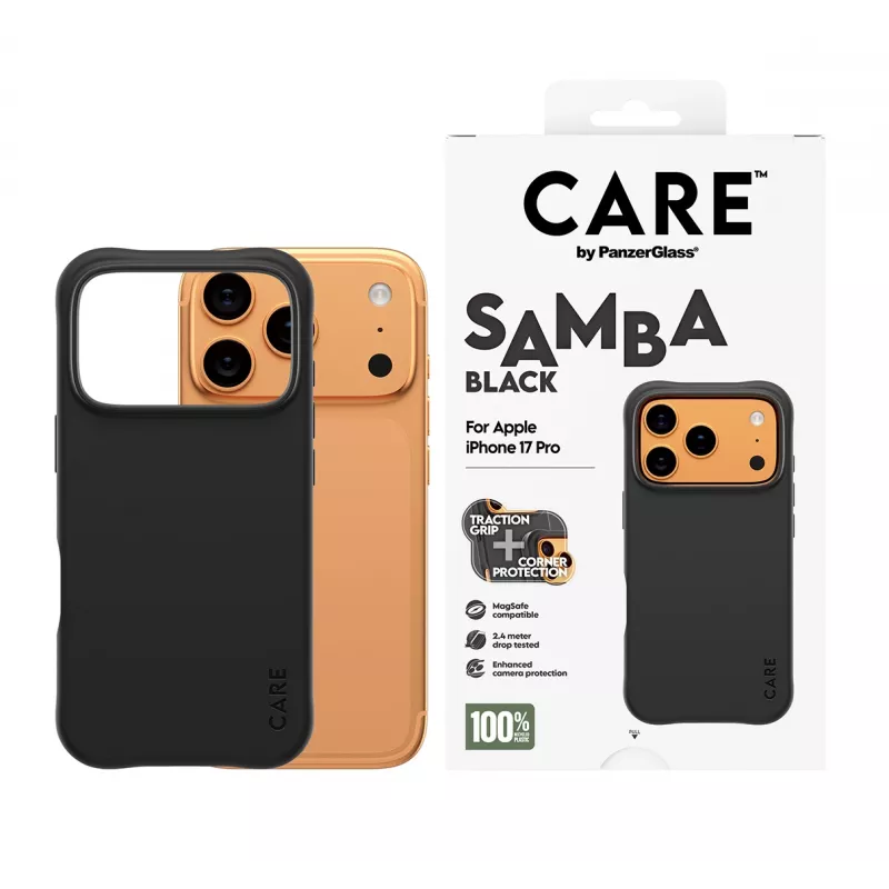 Dėklas PanzerGlass CARE by Fashionable Case Samba Black su MagSafe iPhone 17 Pro
