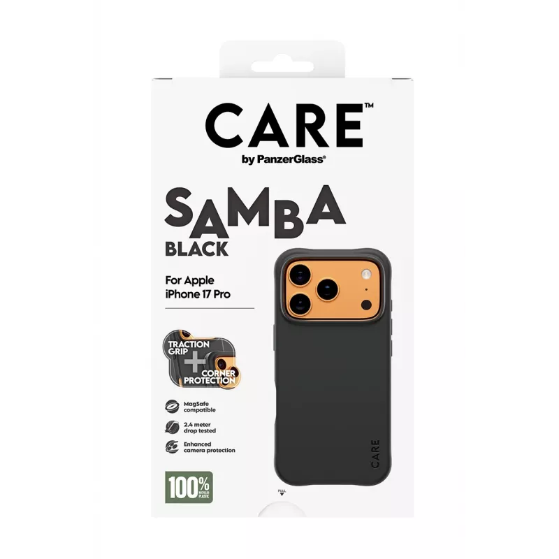Dėklas PanzerGlass CARE by Fashionable Case Samba Black su MagSafe iPhone 17 Pro