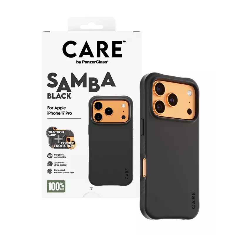 Dėklas PanzerGlass CARE by Fashionable Case Samba Black su MagSafe iPhone 17 Pro