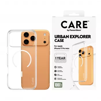 Dėklas PanzerGlass CARE by Flagship Case Transparent Urban Explorer White MagSafe, skirtas iPhone 17 Pro Max