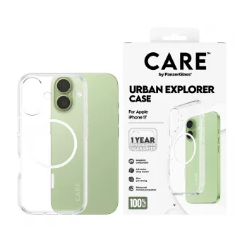 PanzerGlass CARE™ by ® Urban Explorer dėklas permatomas su balta MagSafe iPhone 17