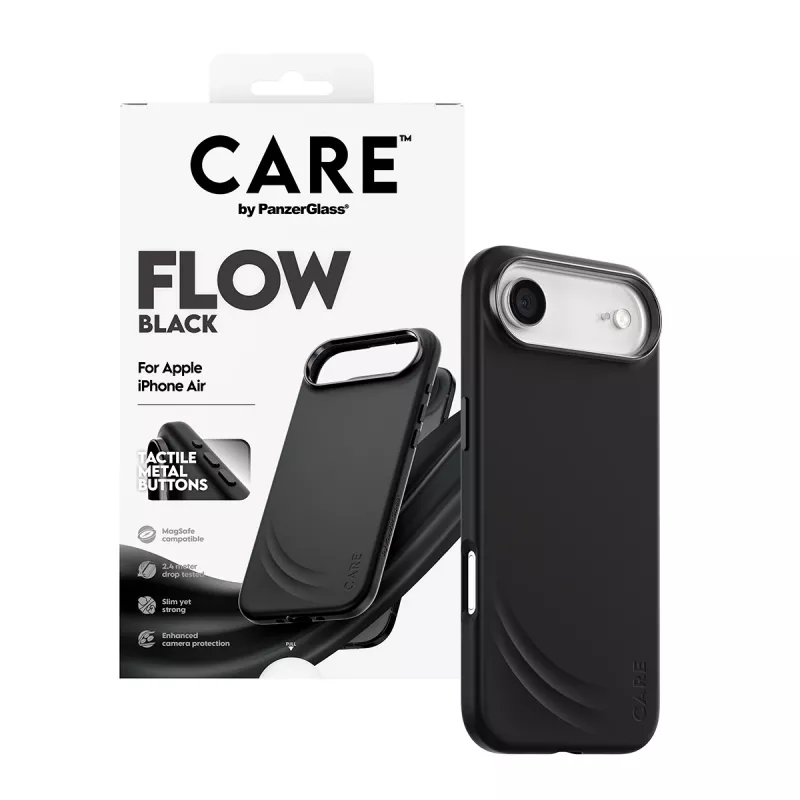 Apsauginis dėklas PanzerGlass CARE™ Flow Case Black su MagSafe, skirtas iPhone Air