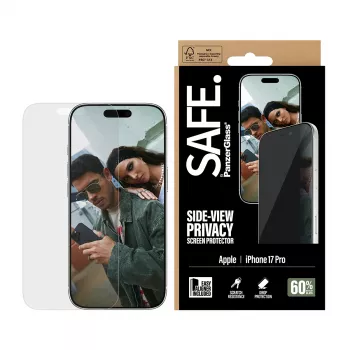 PanzerGlass SAFE. by ® 2 krypčių privatumo apsauginis stiklas iPhone 17 Pro | Ultra-Wide Fit su EasyAligner