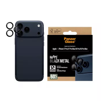 PanzerGlass® Hoops® fotoaparato objektyvo apsauga juoda, skirta iPhone 17 Pro / iPhone 17 Pro Max / iPhone 16 Pro / 16 Pro Max