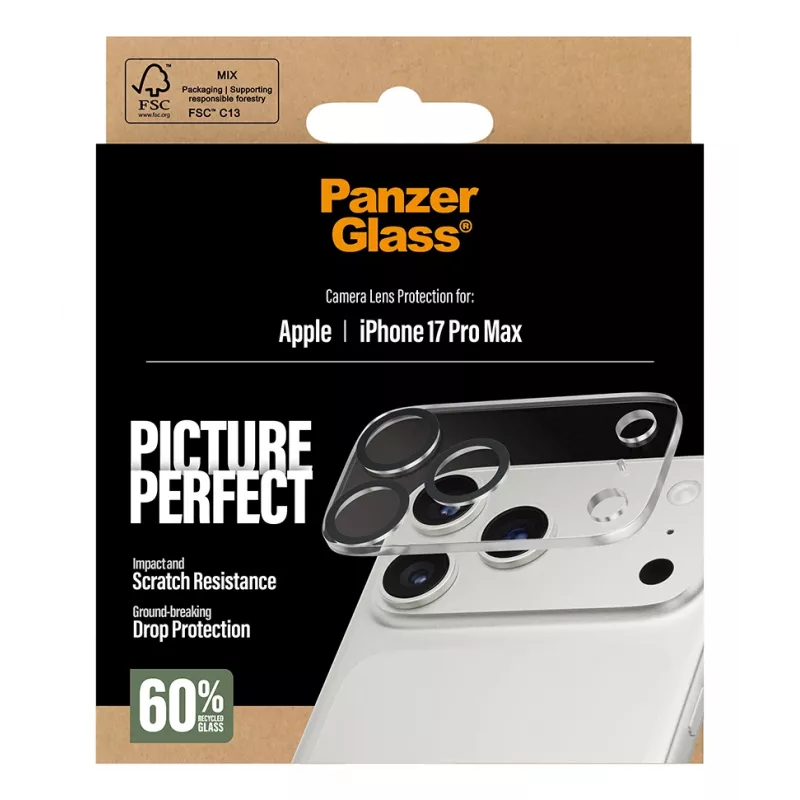 PanzerGlass PicturePerfect fotoaparato lęšio apsauga iPhone 17 Pro Max, atspari įbrėžimams ir smūgiams