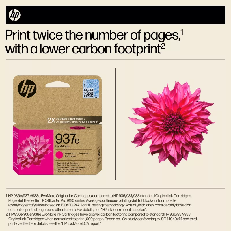 Original HP 937 EvoMore rašalo kasetė, raudona (magenta)