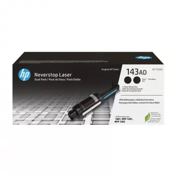 HP 143AD dviejų dalių juodos spalvos originalus Neverstop tonero papildymo rinkinys