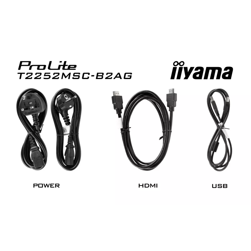 IIYAMA ProLite T2252MSC-B2AG 54,6 cm (21,5 col.) Full HD 1920x1080 LCD jutiklinis monitorius, juodas