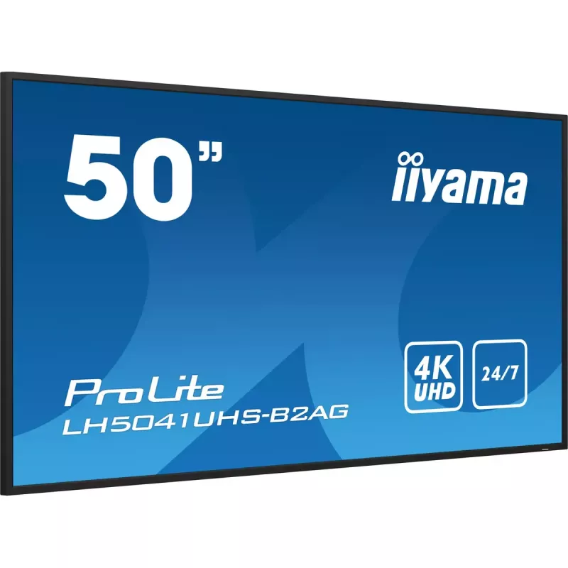 iiyama LH5041UHS-B2AG skaitmeninės reklamos ekranas, 127 cm (50 colių), LCD, 500 cd/m², 4K Ultra HD, juodas, 24/7