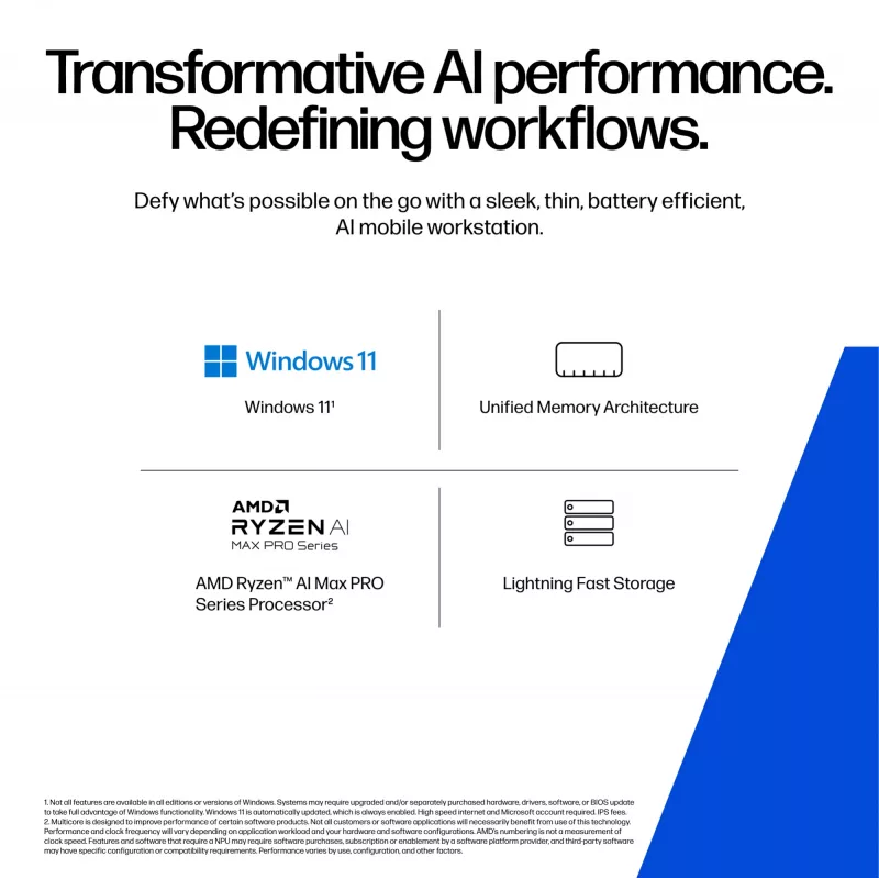 HP ZBook Ultra G1a Copilot+ PC AMD Ryzen AI Max PRO 390 35,6 cm (14 col.) WUXGA 32 GB LPDDR5x-SDRAM Wi-Fi 7 (802.11be) Windows 11 Pro AI darbo stotis, sidabrinis