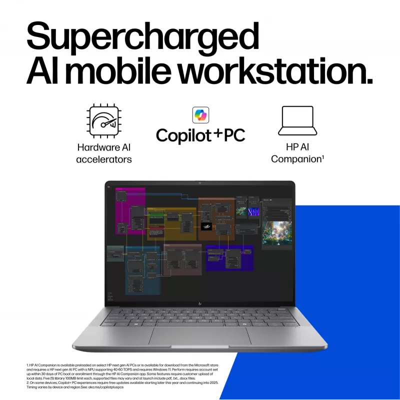 HP ZBook Ultra G1a Copilot+ PC AMD Ryzen AI Max PRO 390 35,6 cm (14 col.) WUXGA 32 GB LPDDR5x-SDRAM Wi-Fi 7 (802.11be) Windows 11 Pro AI darbo stotis, sidabrinis