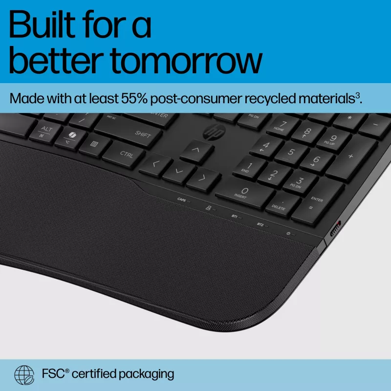 HP 685 Comfort Dual-Mode belaidė klaviatūra, pilno dydžio, membraninė, juoda