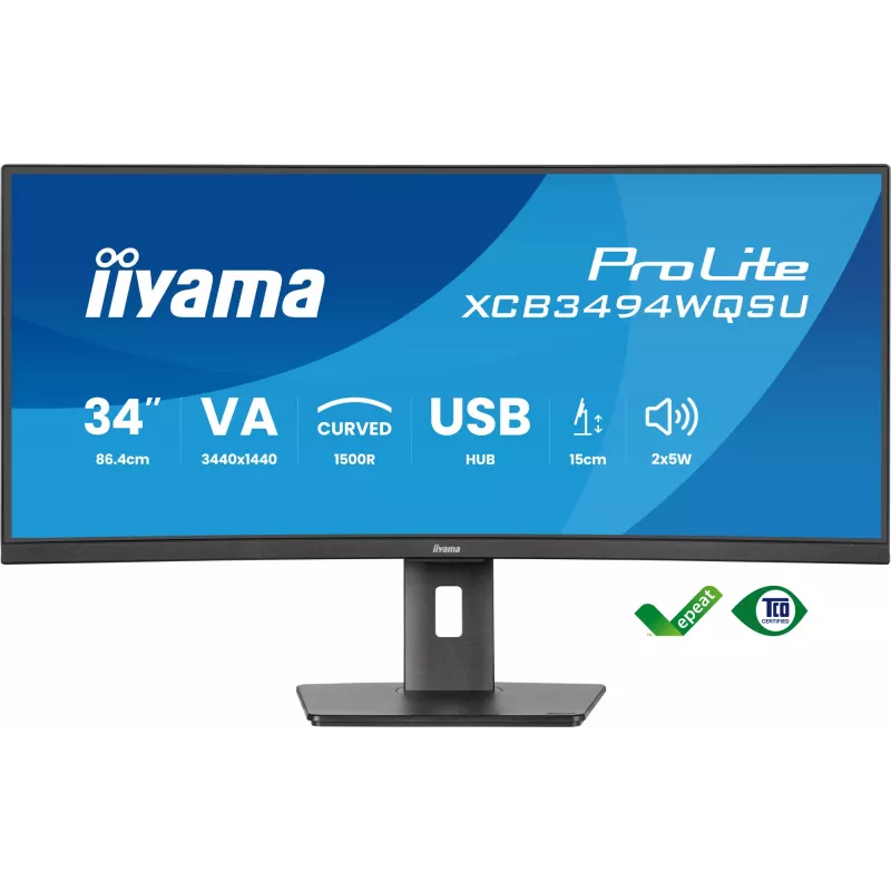 Monitorius iiyama ProLite XCB3494WQSU-B1 86,4 cm (34 inch) 3440x1440 UltraWide Quad HD LED juodas