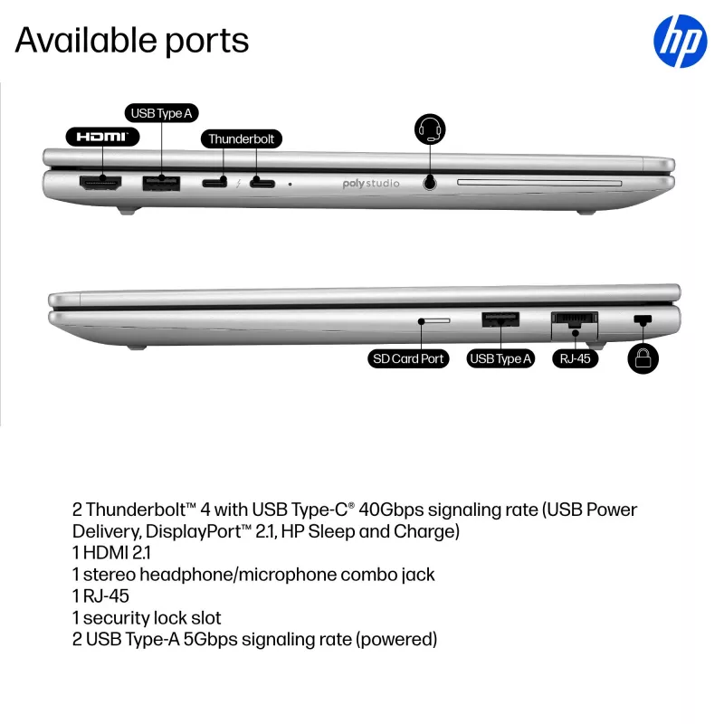 HP EliteBook 6 G1i AI PC Intel Core Ultra 7 255U nešiojamas kompiuteris 33,8 cm (13,3 col.) WUXGA 32 GB DDR5-SDRAM Wi-Fi 7 (802.11be) Windows 11 Pro sidabrinis