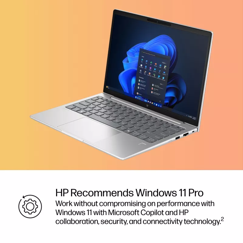 HP EliteBook 6 G1i AI PC Intel Core Ultra 7 255U nešiojamas kompiuteris 33,8 cm (13,3 col.) WUXGA 32 GB DDR5-SDRAM Wi-Fi 7 (802.11be) Windows 11 Pro sidabrinis