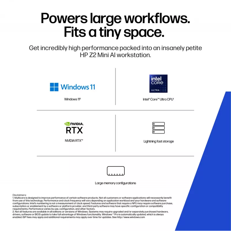HP Z2 G1i Intel Core Ultra 5 245 16 GB DDR5-SDRAM NVIDIA RTX A400 Windows 11 Pro Mini PC darbo stotis AI darbo stotis, AI kompiuteris