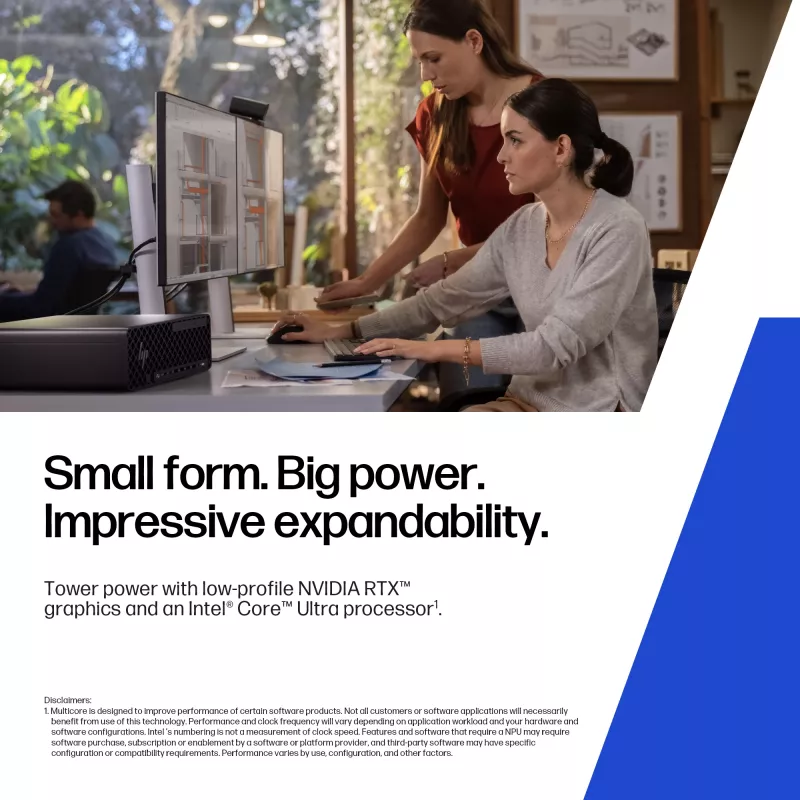 HP Z2 SFF G1i darbo stotis su Intel Core Ultra 7 265K, 32 GB DDR5, NVIDIA RTX A400, Windows 11 Pro, AI darbo stotis, AI kompiuteris