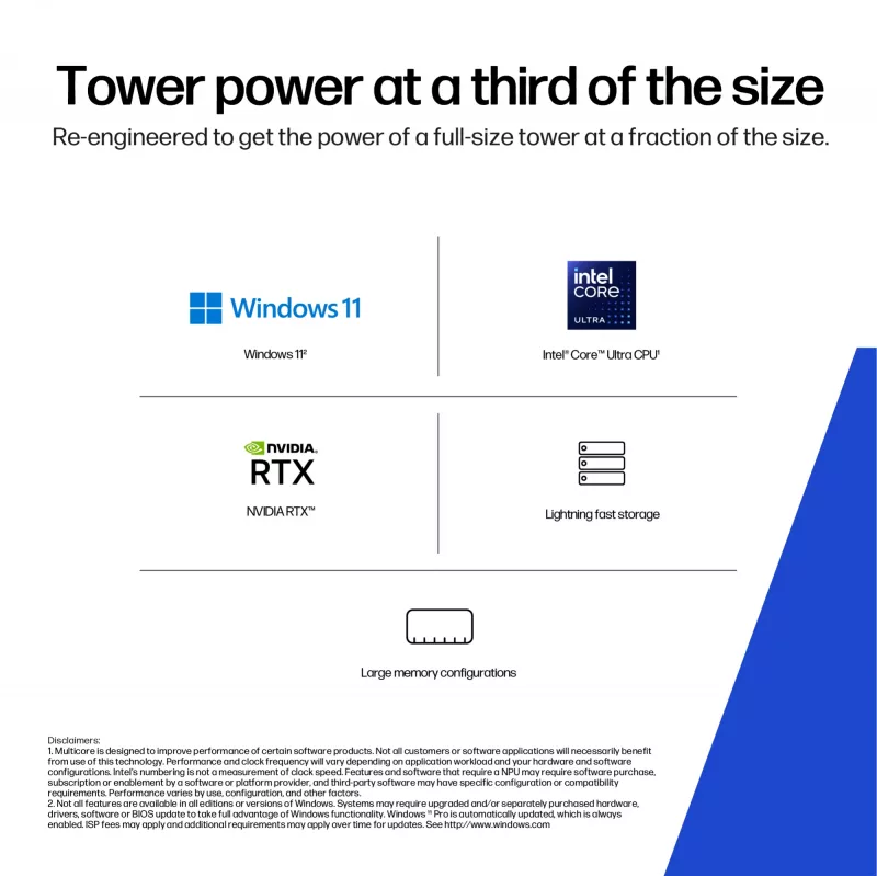 HP Z2 SFF G1i darbo stotis su Intel Core Ultra 7 265K, 32 GB DDR5, NVIDIA RTX A400, Windows 11 Pro, AI darbo stotis, AI kompiuteris