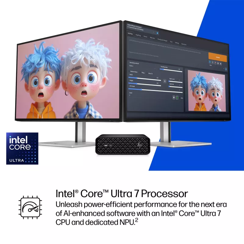 HP Z2 G1i Intel Core Ultra 7 265 32 GB DDR5-SDRAM NVIDIA RTX A400 Windows 11 Pro Mini PC darbo stotis AI darbo stotis, AI asmeninis kompiuteris