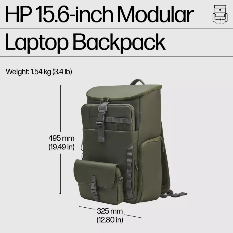 HP 15,6 colių modulinė kuprinė nešiojamam kompiuteriui, 39,6 cm (15,6 colio), 1,54 kg