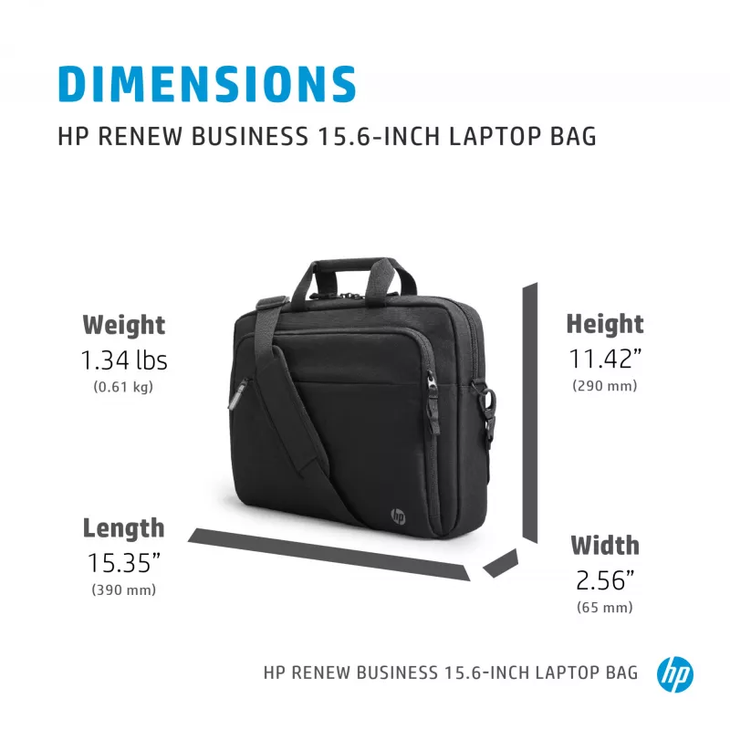 HP Renew Business 15.6 col. nešiojamojo kompiuterio krepšys, messenger tipo, 39,6 cm (15,6 col.), 610 g