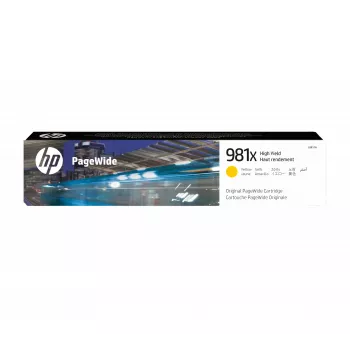 HP 981X didelės išeigos geltona originali PageWide kasetė, geltona, 1 vnt., 10000 puslapių