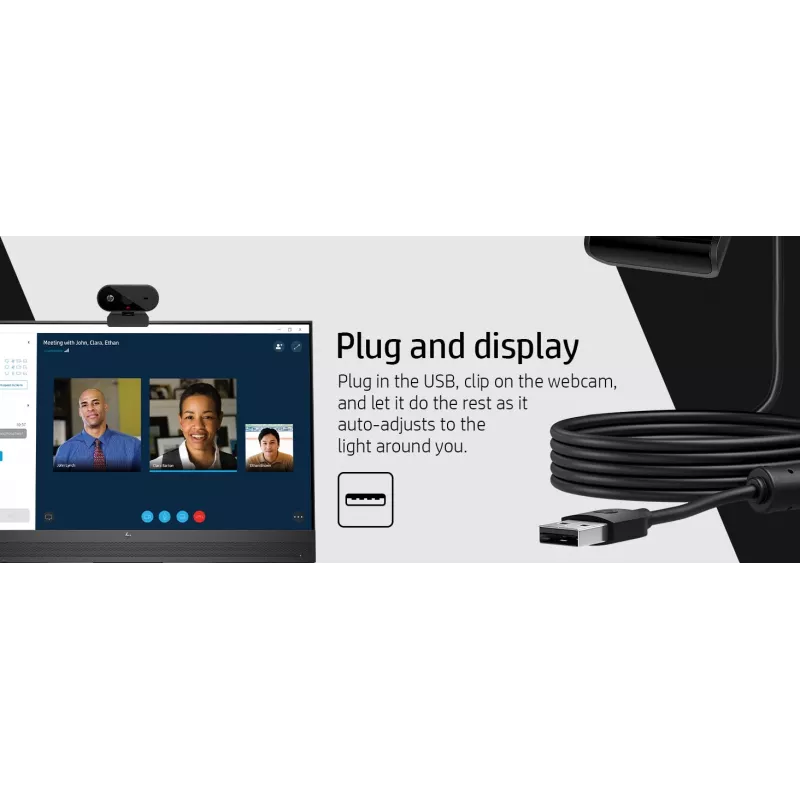 HP 325 FHD internetinė kamera, verslui, Windows 10, Windows 11, MacOS, 72 mm, 53.6 mm, 53.2 mm