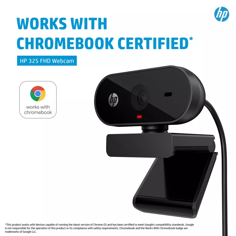 HP 325 FHD internetinė kamera, verslui, Windows 10, Windows 11, MacOS, 72 mm, 53.6 mm, 53.2 mm
