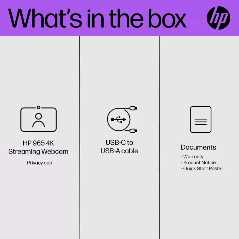 HP 325 FHD internetinė kamera, verslui, Windows 10, Windows 11, MacOS, 72 mm, 53.6 mm, 53.2 mm