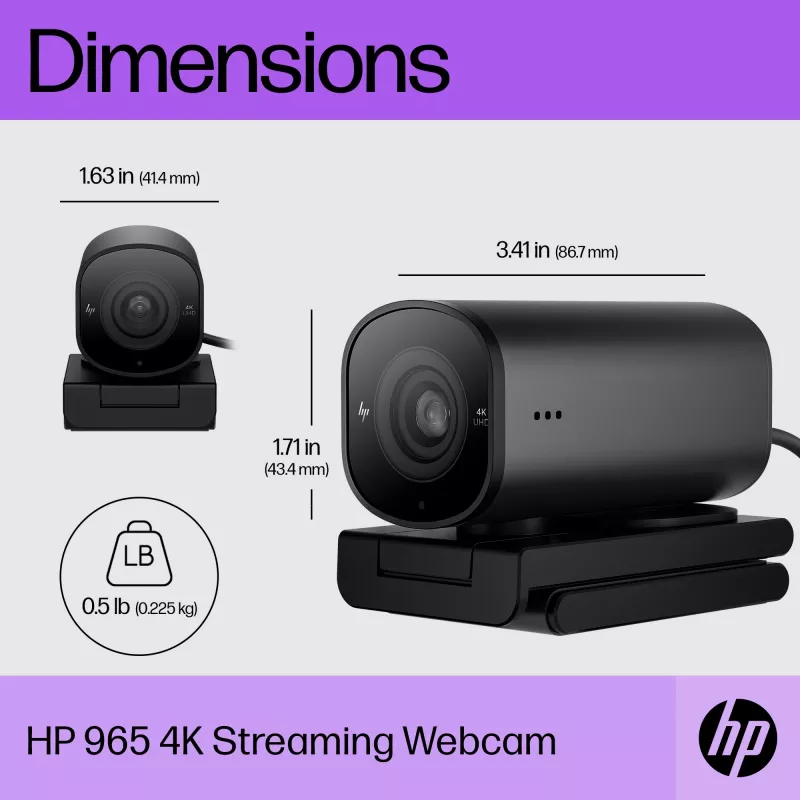 HP 325 FHD internetinė kamera, verslui, Windows 10, Windows 11, MacOS, 72 mm, 53.6 mm, 53.2 mm