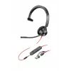 HP Poly Blackwire 3315 Monofoninis ausinių rinkinys, sertifikuotas Microsoft Teams, USB-C, 3,5 mm lizdas, USB-C/A adapteris