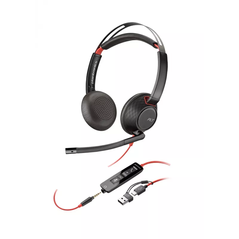 HP Poly Blackwire 5220 Stereo USB-C ausinės su 3,5 mm lizdu ir USB-C/A adapteriu (Bulk)