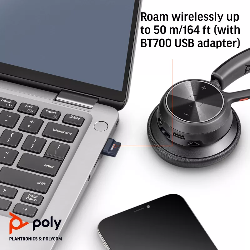 HP Poly Voyager 4310 USB-A belaidė ausinė su BT700 siųstuvu, biurui / skambučių centrui, 20 - 20000 Hz, 122 g, juoda
