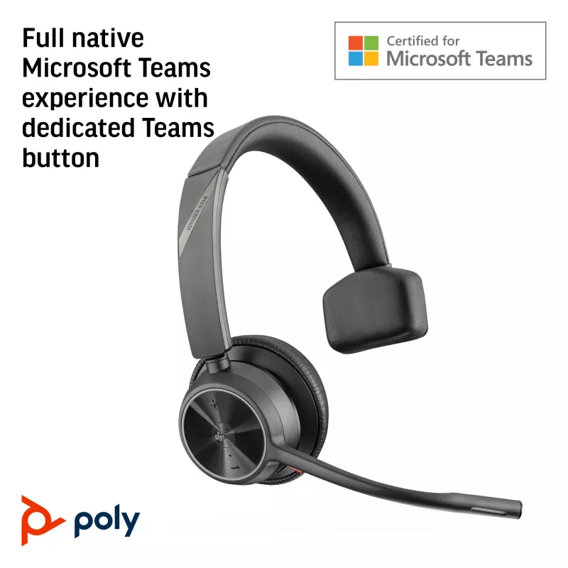 HP Poly Voyager 4310 Microsoft Teams sertifikuotas USB-C ausinių komplektas su BT700 adapteriu